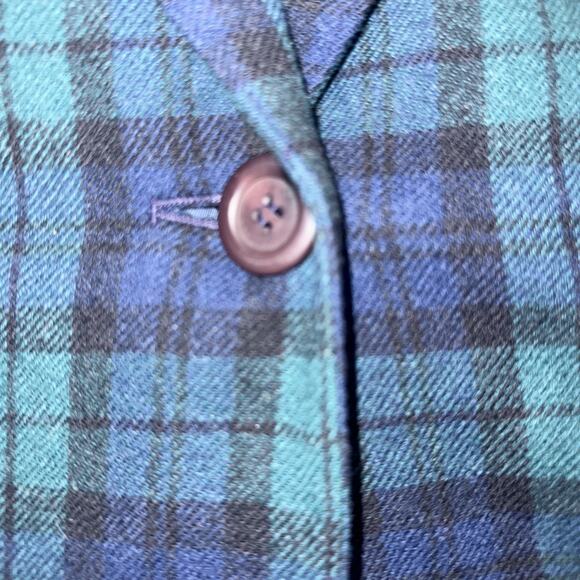 Vintage Pendleton Women’s 18 Wool Blazer Jacket Green Blue Tartan Plaid - Picture 2 of 8